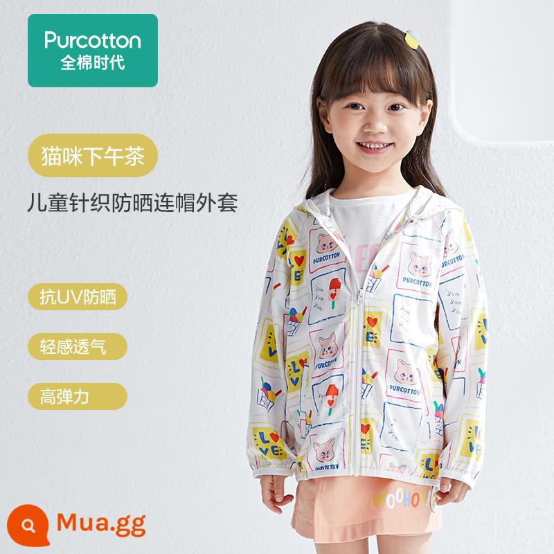 Thời đại cotton quần áo trẻ em chống nắng trẻ em quần áo nhẹ và thoáng khí áo khoác mùa hè bé gái da bé quần áo bé trai cao cấp - Trà chiều mèo