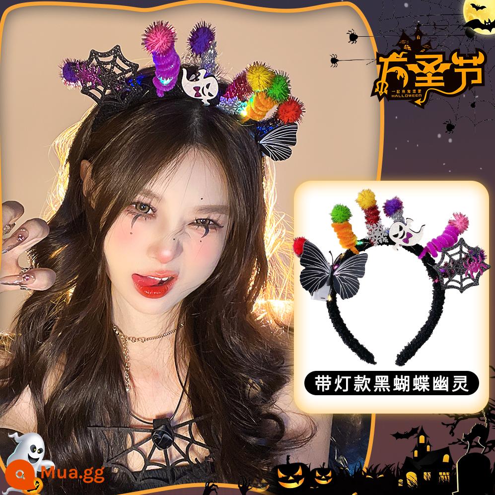 Halloween mũ đội đầu hình ảnh ngộ nghĩnh đạo cụ cos phụ kiện cài áo dạ quang tóc vòng tóc trang trí phụ kiện tóc tóc vòng - Băng đô phù thủy nhỏ ma bướm đen