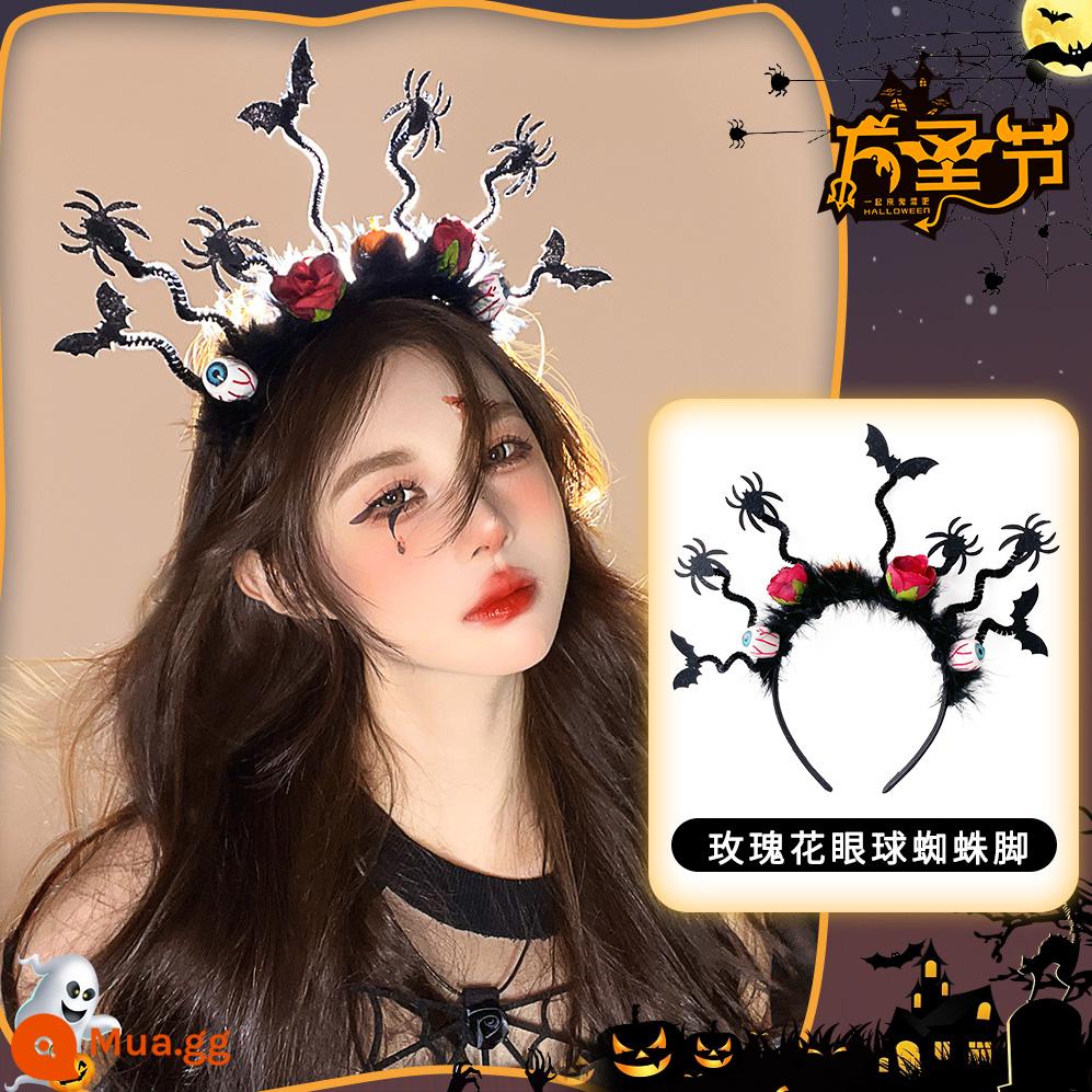 Halloween mũ đội đầu hình ảnh ngộ nghĩnh đạo cụ cos phụ kiện cài áo dạ quang tóc vòng tóc trang trí phụ kiện tóc tóc vòng - chân nhện mắt hồng