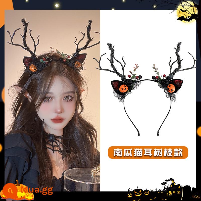 Halloween mũ đội đầu hình ảnh ngộ nghĩnh đạo cụ cos phụ kiện cài áo dạ quang tóc vòng tóc trang trí phụ kiện tóc tóc vòng - Băng đô tai mèo hình quả bí ngô