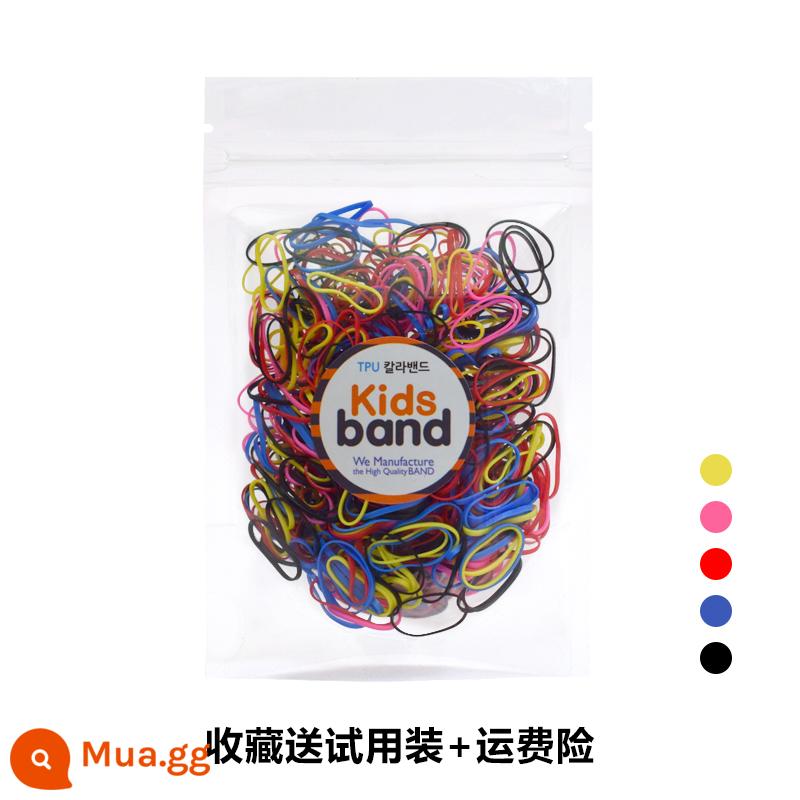 Hàn Quốc KidsBand vòng cao su màu cho bé dùng một lần dây cao su không làm tổn thương tóc nhỏ màu kẹo - Vòng tròn màu đen 5# (dưới 1,5 tuổi)