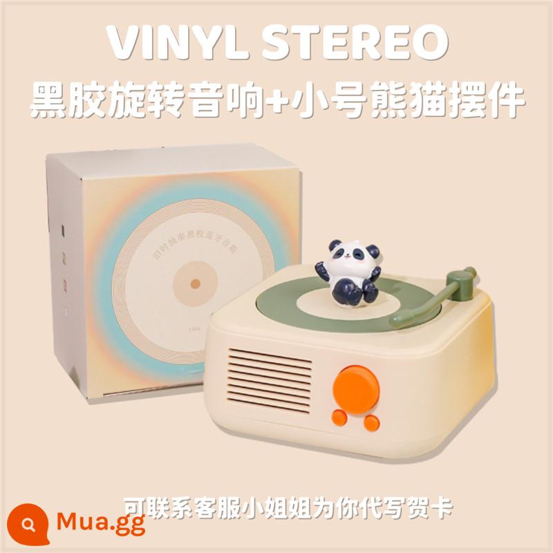 Loa Bluetooth Nhỏ Đĩa CD Đĩa Vinyl Mini Retro Nhỏ Âm Thanh Nổi Quà Tặng Sinh Nhật Dễ Thương Cho Bé Gái Và Bé Trai - Màu vàng kem + đồ trang trí gấu trúc nhỏ thiệp chúc mừng viết chữ ma