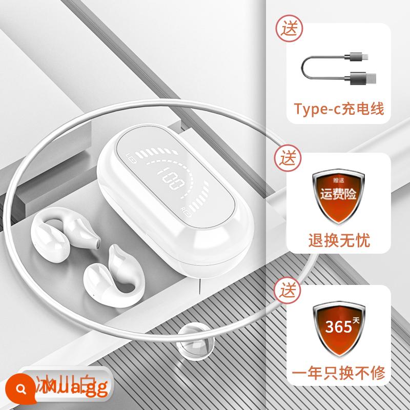 Tai nghe bluetooth dẫn truyền xương không kẹp tai không dây in-ear 2022 phong cách mới đeo lâu không đau thời lượng pin chờ siêu dài - Glacier White [Âm thanh vòm nổi 9D + Chip 5.2 nhập khẩu + Cảm ứng thông minh + Sạc nhanh loại + Ba màn hình điện tử chân thực LED] Thoải mái và không đau khi đeo trong thời gian dài