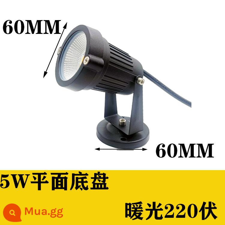 Đèn LED rọi nhỏ đèn rọi ngoài trời chống thấm nước cây ánh sáng cảnh quan phủ xanh bãi cỏ chèn chôn ánh sáng sân số nhà vườn - Ánh sáng ấm áp khung phẳng 5W