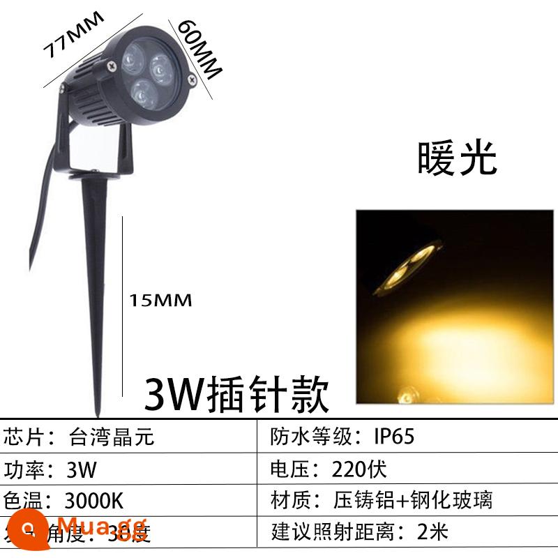 Đèn LED rọi nhỏ đèn rọi ngoài trời chống thấm nước cây ánh sáng cảnh quan phủ xanh bãi cỏ chèn chôn ánh sáng sân số nhà vườn - 3W phẳng nhỏ màu đen ánh sáng ấm áp