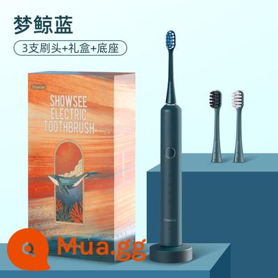 Bàn chải đánh răng điện Xiaomi Xiaoshi dành cho người lớn có thể sạc lại cực mềm tóc tự động sinh viên tiệc cặp đôi phù hợp với nam và nữ D1 - Dream Whale Blue D2 đi kèm 3 đầu bàn chải, 5 cấp độ bảo vệ nướu và làm trắng răng