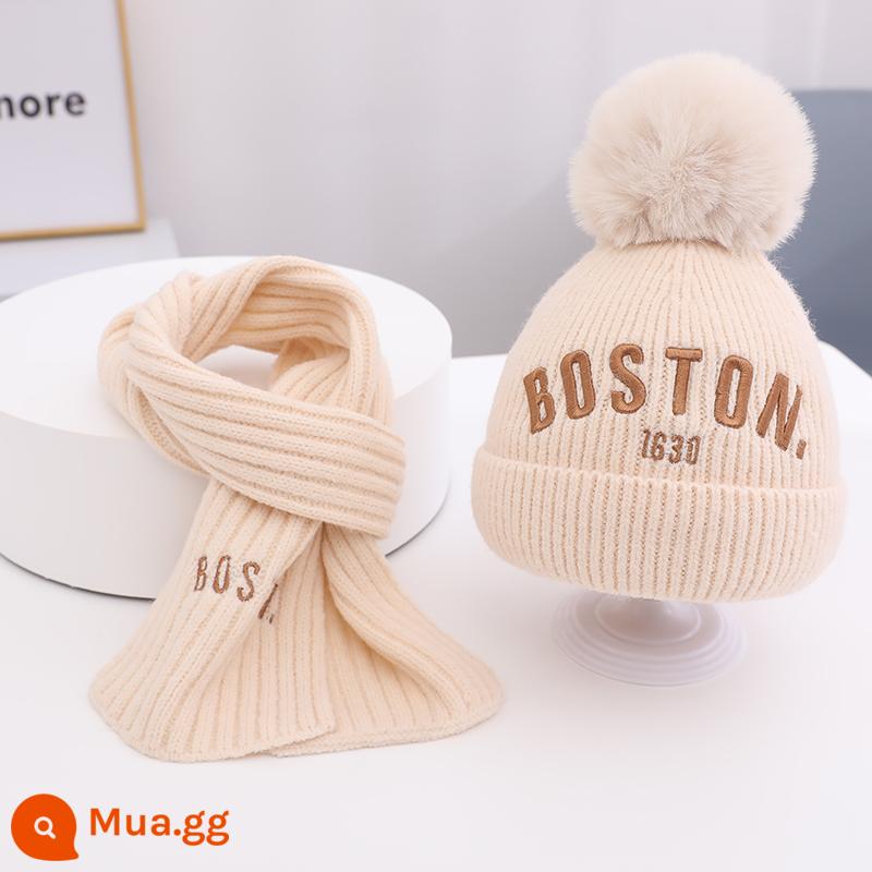 Mũ trẻ em nam hợp thời trang phiên bản Hàn Quốc của bảng chữ cái mũ len bé gái cộng với cotton ấm áp giữa và lớn mũ trẻ em phù hợp với mùa đông - Be