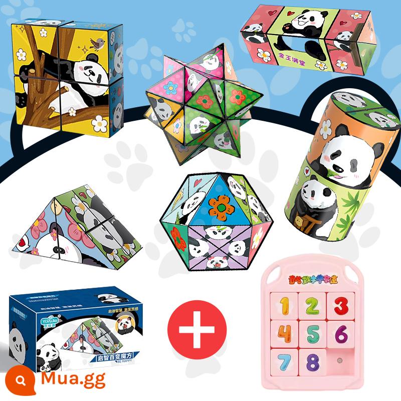 Khối Lập Phương Rubik Vô Hạn Gấu Trúc Hình Học Gấp Lật 3D Bị Biến Dạng Khối Xây Dựng Giải Nén Giáo Dục Trẻ Em Ba Chiều Đồ Chơi Nhỏ - Panda Huahua [Sáu gói] + Đường Huarong dành cho trẻ em