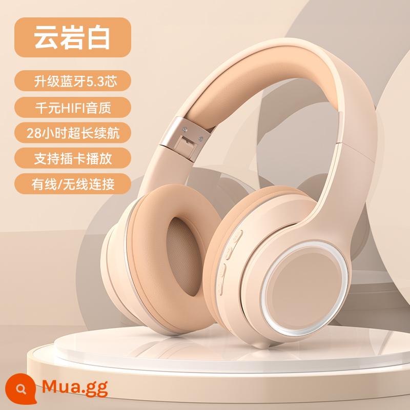 Trò chơi thể thao điện tử Tai nghe Bluetooth gắn trên đầu tai nghe không dây bao gồm tất cả các môn thể thao thích hợp cho điện thoại di động máy tính xách tay Sony - [Phiên bản Tongzhen] Màu trắng nhạt - bịt tai thoải mái + không có hiệu ứng ánh sáng + dung lượng pin 1000