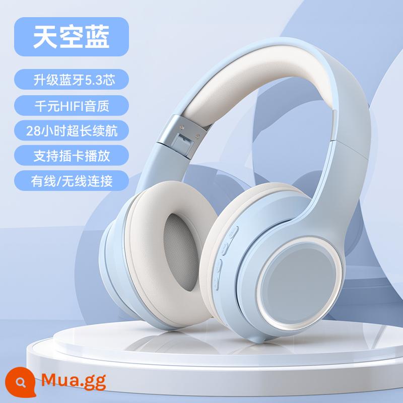 Trò chơi thể thao điện tử Tai nghe Bluetooth gắn trên đầu tai nghe không dây bao gồm tất cả các môn thể thao thích hợp cho điện thoại di động máy tính xách tay Sony - [Phiên bản Tongzhen] Nút bịt tai màu xanh lam thoải mái + không có hiệu ứng ánh sáng + dung lượng pin 1000