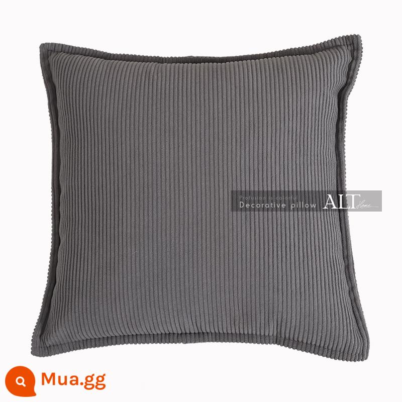 Gối sofa phòng khách nhẹ nhàng sang trọng, đệm đầu giường cao cấp, đệm lưng, vỏ đệm cửa sổ nhung kẻ, không lõi - Màu xám đen