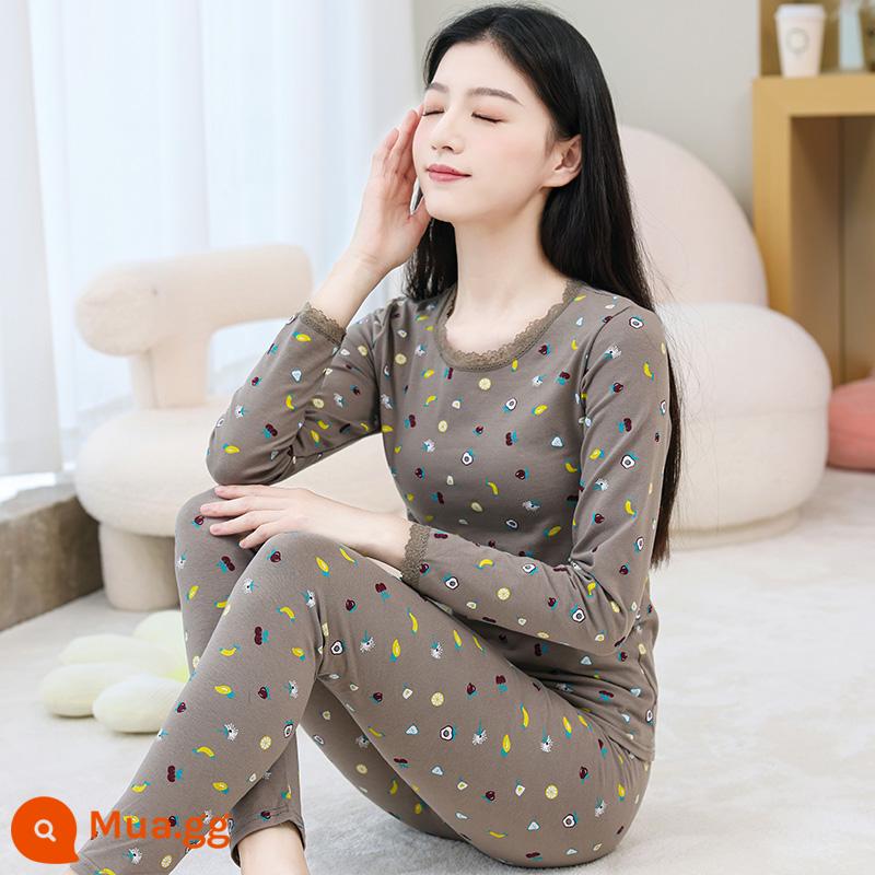 Quần áo mùa thu cho bé gái quần vệ sinh cotton nguyên chất của phụ nữ phù hợp với học sinh mặc quần áo làm nóng hoàn toàn bằng cotton của phụ nữ áo len bông phần dưới mỏng - quả cà phê nâu