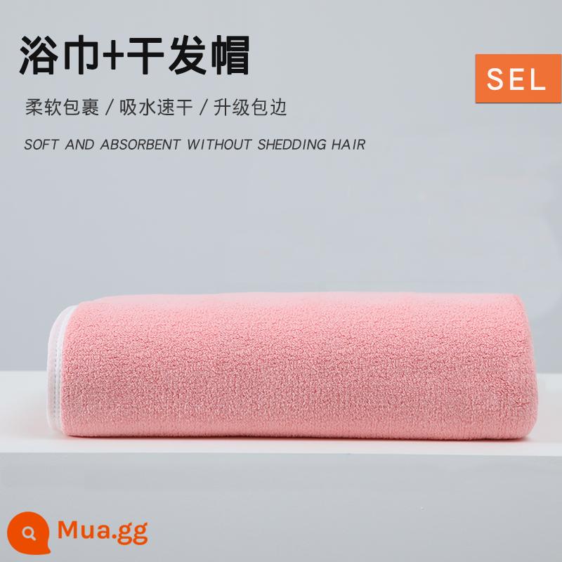 2022 mới khăn tắm hộ gia đình nam nữ hơn cotton nguyên chất cotton thấm hút nhanh khô khăn tắm cặp đôi khăn lớn khăn quấn mùa đông - [Hồng Đào] Khăn Tắm + Mũ Sấy Tóc