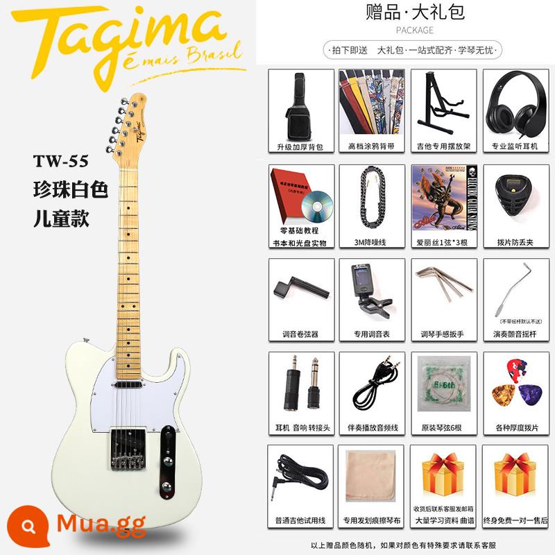 Tagima Tajima TG510 530 T635 Novice Người mới bắt đầu DW Bộ guitar điện chuyên nghiệp dành cho người lớn - TW55 Trắng Ngọc Trai [Phong Cách Trẻ Em]