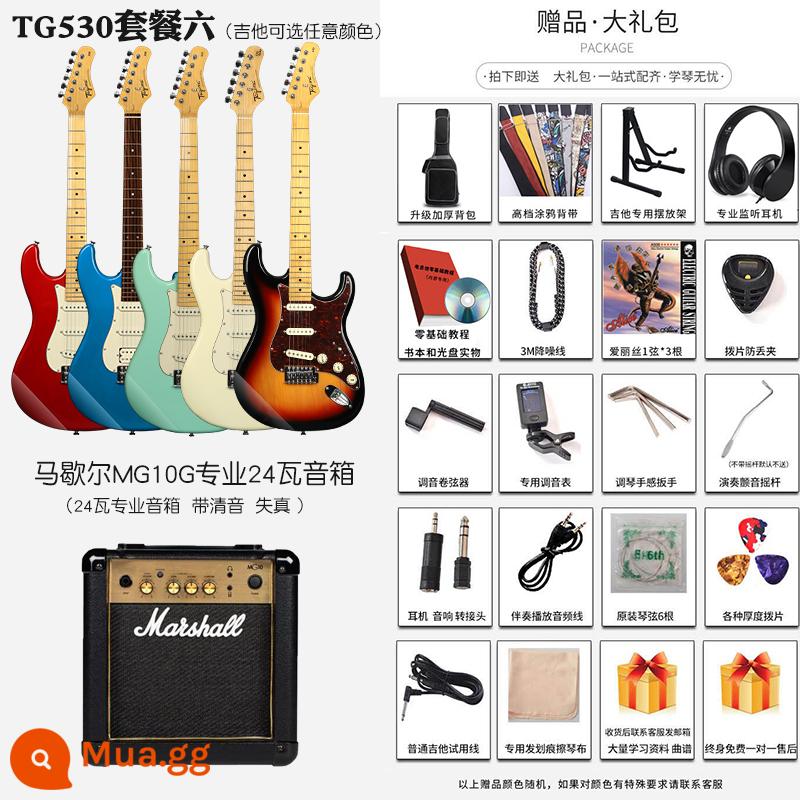 Tagima Tajima TG510 530 T635 Novice Người mới bắt đầu DW Bộ guitar điện chuyên nghiệp dành cho người lớn - 530 gói sáu [màu tin nhắn]