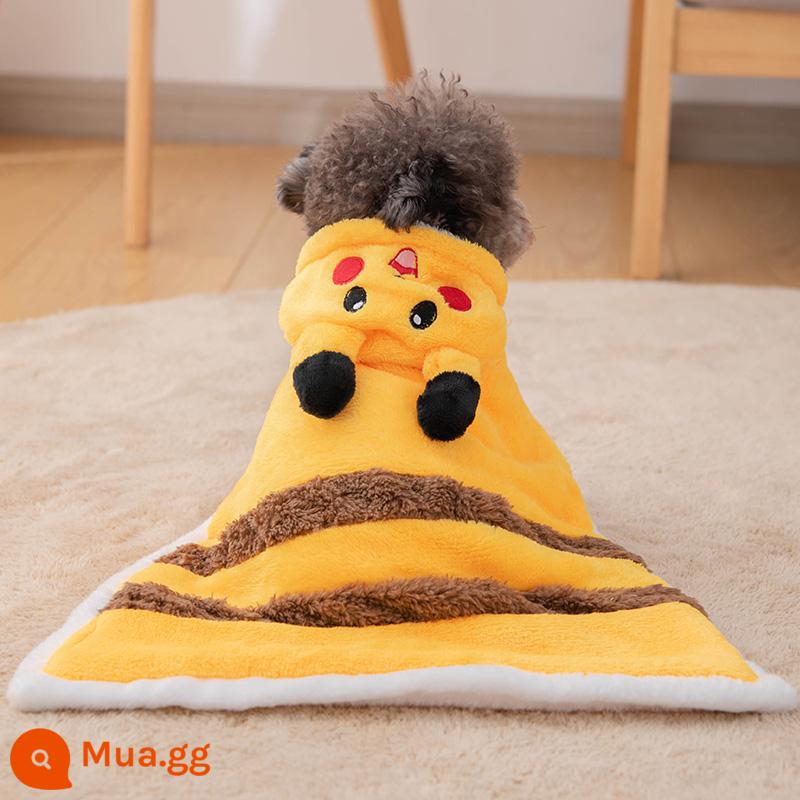 Pet Pet Bargabe Bumei chó nhỏ Puppy Teddy Dog Quần áo mùa thu và mùa đông mặc quần áo đồ pyjama quần áo nhỏ chăn bông nhỏ - phim hoạt hình màu vàng