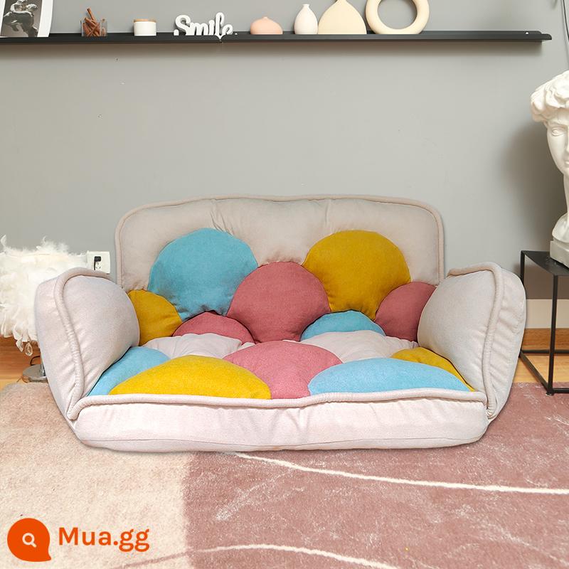 Bạn có thể ngủ hoặc nằm xuống! Sofa lười gấp chiếu tatami giường đơn đôi ghế căn hộ nhỏ ban công phòng ngủ - Màu kẹo - tatami (không có chân), nhung dạng hạt bằng vải cotton và lanh