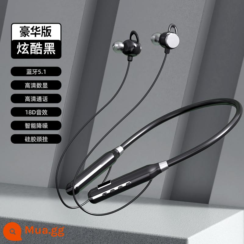 Thời lượng pin siêu dài 2000 giờ Tai nghe Bluetooth không dây đeo cổ thể thao nam nữ mới thích hợp cho Huawei Apple - Cool Black★Phiên bản cao cấp [Thời lượng pin tăng 80%+hiệu ứng âm thanh 18D+chip Bluetooth 5.1]