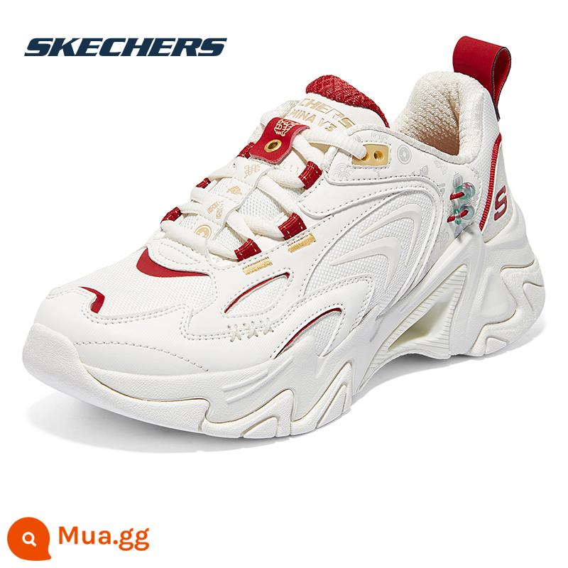 Giày SKECHERS Mùa Thu Đông Nữ Plus Nhung Giày Thể Thao Bánh Tuyết Giáng Sinh Giày Bố Giày Panda Giày Nữ Cotton giày Giày Thường - Rồng may mắn/Phong cách năm mới/Năm rồng Limited/Trắng/SF miễn phí vận chuyển