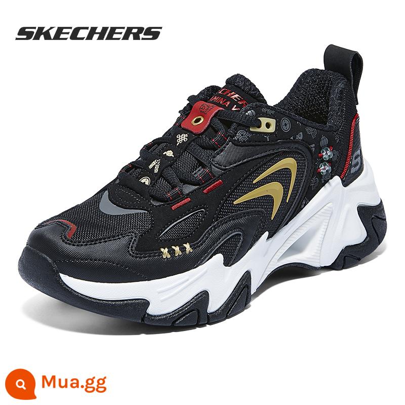 Giày SKECHERS Mùa Thu Đông Nữ Plus Nhung Giày Thể Thao Bánh Tuyết Giáng Sinh Giày Bố Giày Panda Giày Nữ Cotton giày Giày Thường - Ping An Dragon/Mẫu Tết/Năm Rồng Limited/Đen/Liên hệ bộ phận chăm sóc khách hàng để đổi sang SF Express