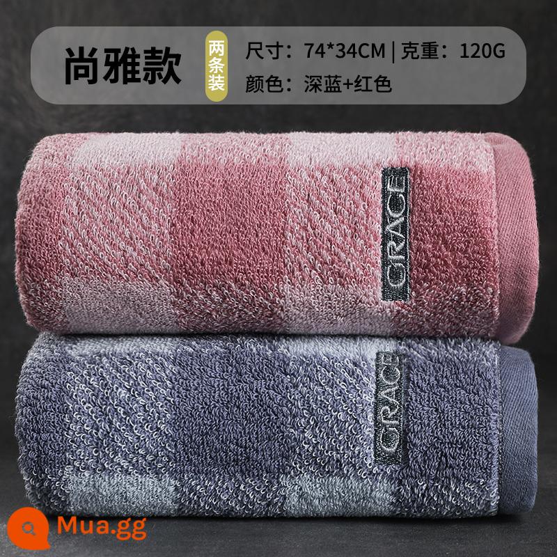 Jie Liya khăn rửa mặt nam cotton nguyên chất gia dụng dày dặn người lớn mềm mại thấm hút mặt khăn tắm nam nữ cotton Tân Cương - Phong cách Shangya (xanh đậm + đỏ)