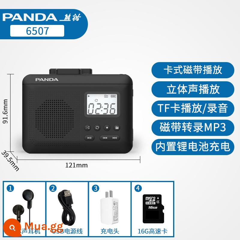 Máy ghi băng Panda 6501 Máy ghi âm Walkman Máy ghi âm radio nhỏ - Model có thể sạc lại [tai nghe âm thanh nổi] + thẻ tốc độ cao 16G + dây nguồn + đầu sạc]