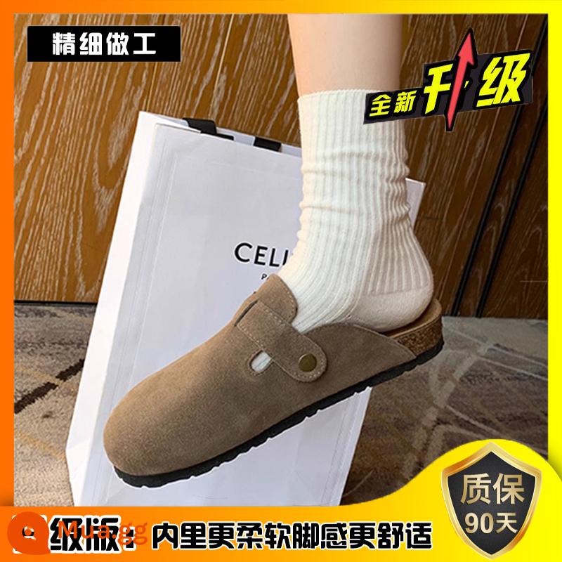 Sanxi cùng phong cách bao gồm tất cả giày Birkenstock mũi giày nửa ngón chân cho nữ 2023 nút câu cá mới giày Birkenstock đế dày - Màu xanh ô liu [phiên bản nâng cấp]