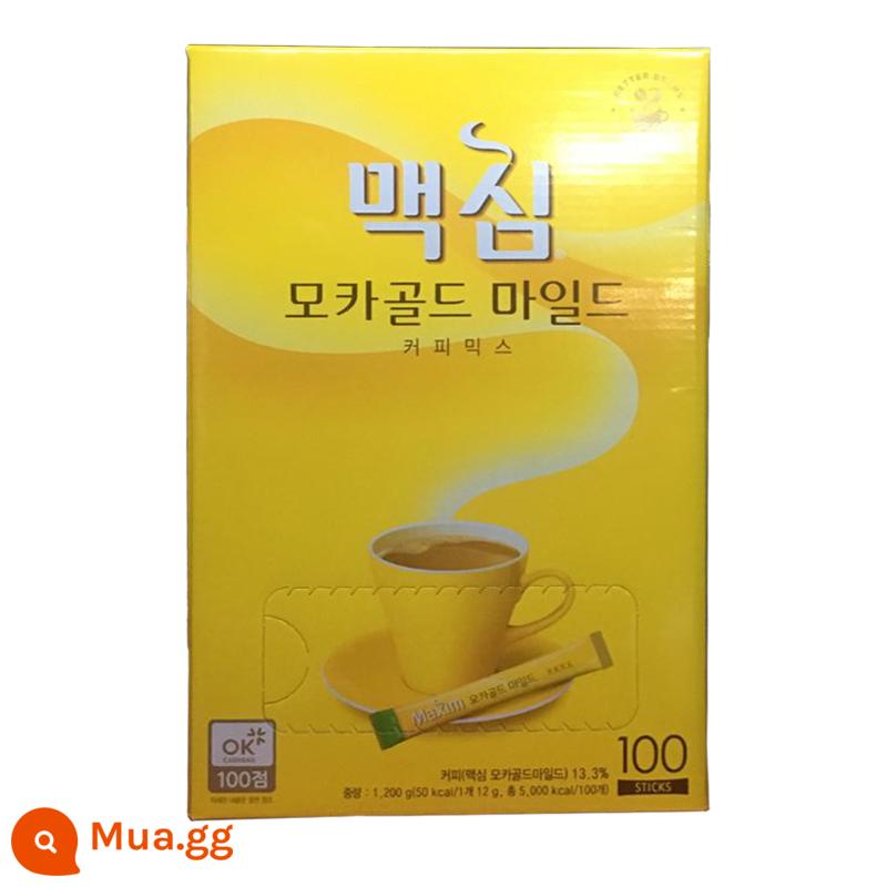 Bột cà phê Maxim Cà phê hòa tan Maxim ba trong một nhập khẩu Hàn Quốc Mocha pha 100 hộp quà màu vàng - Hộp quà 100 miếng Huang Maixin