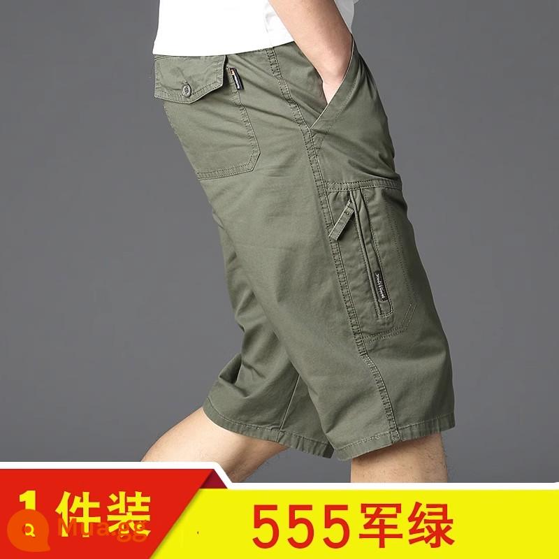 Thương Hiệu Bán Cotton Nguyên Chất Crop Quần Mùa Hè Nam Rời Nhiều Túi Quần Short Kích Thước Lớn Thoáng Khí Phần Mỏng Thể Thao - 555 quân đội màu xanh lá cây duy nhất