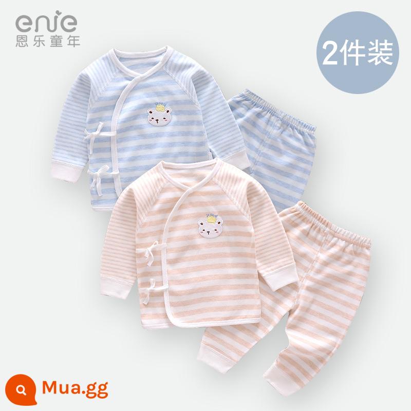 Bộ Quần Áo Sơ Sinh Nhà Sư Quần Áo Bộ Đồ Ngủ Sơ Sinh Nam Nữ Cho Bé Hai Mảnh Cotton Xuân Hạ Thu Đông Đáy Phù Hợp Với - xanh + mơ