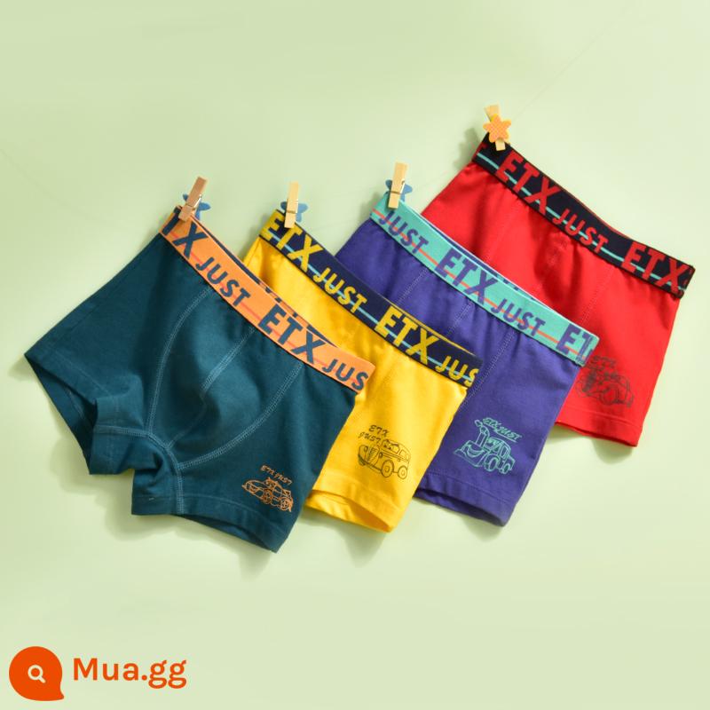 Quần lót boxer cotton nguyên chất cho trẻ em bé trai loại A quần short màu đỏ dành cho bé trai và thanh thiếu niên - Mẫu xe GB024 nhóm B#Cotton nguyên chất#4 gói