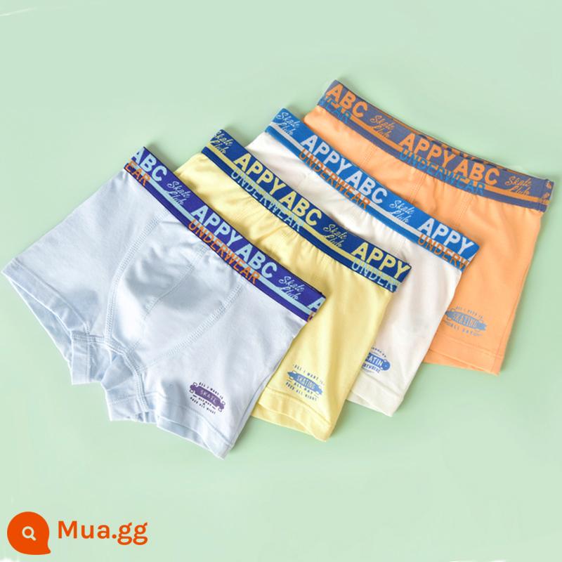 Quần lót boxer cotton nguyên chất cho trẻ em bé trai loại A quần short màu đỏ dành cho bé trai và thanh thiếu niên - GB031 phần mỏng #modal# 4 gói