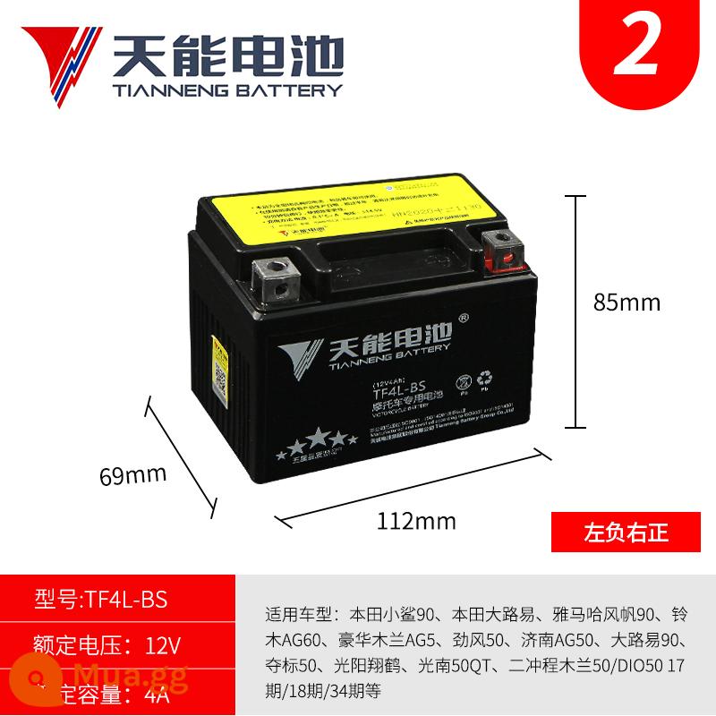 Ắc quy đầu máy Tianneng 12V công suất dầm cong không cần bảo dưỡng 125 bàn đạp ba bánh 7A9A ắc quy khô đa năng - Số 2: TF4L-BS Mẫu xe đặc biệt dành cho New Continent Honda