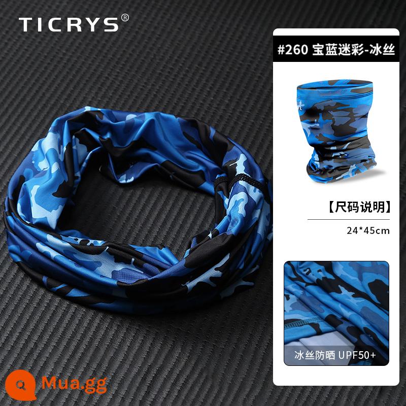 TICRYS Ngoài Trời Khăn Quàng Cổ Nam Mùa Hè Phần Mỏng Magic Turban Băng Lụa Nam Mặt Nạ Chống Nắng Khăn Choàng Đi Xe Đạp Cho Nữ - #260-Sapphire ngụy trang màu xanh [lụa băng nâng cấp, thấm mồ hôi và nhanh khô]