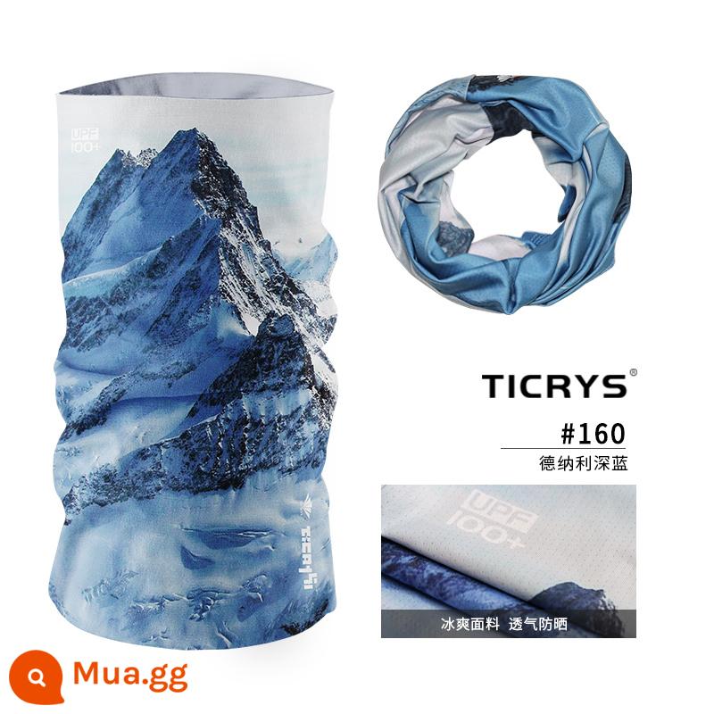 TICRYS Thể Thao Cổ Băng Lụa Nữ Mặt Nạ Chống Nắng Ngoài Trời Magic Băng Đô Cài Tóc Turban Gọng Đi Xe Đạp Mặt Khăn Chống Tia UV - [Làm lạnh bằng đá, nhanh khô và chống nắng] #160-Denali Xanh Đậm