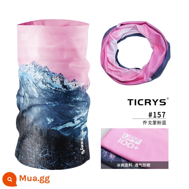 TICRYS Thể Thao Cổ Băng Lụa Nữ Mặt Nạ Chống Nắng Ngoài Trời Magic Băng Đô Cài Tóc Turban Gọng Đi Xe Đạp Mặt Khăn Chống Tia UV - [Lụa băng nguội đi, khô nhanh và chống nắng] #157-Qiao Geli Hồng Xanh