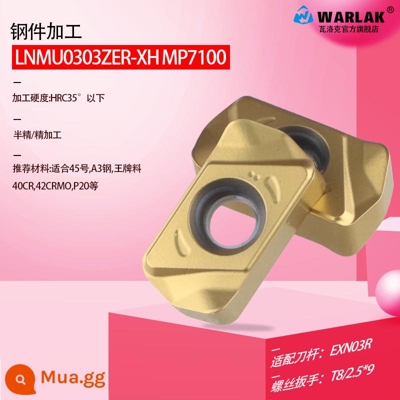 Lưỡi dao phay CNC hai mặt nạp nhanh Toshiba LNMU0303ZER-MJ thay vì 1135 hạt dao đầu dao thô mở rộng - LNMU0303ZER-XH MP7100 đặc biệt dành cho các bộ phận thép