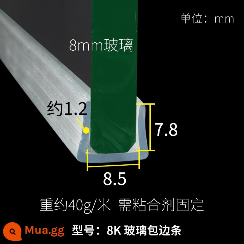 Dải bịt cạnh cao su silicon trong suốt hình chữ U dải chống va chạm loại thẻ con dấu cạnh dải bảo vệ cạnh kính tấm thép dải trang trí - Giá mỗi mét cho kính 8 mm