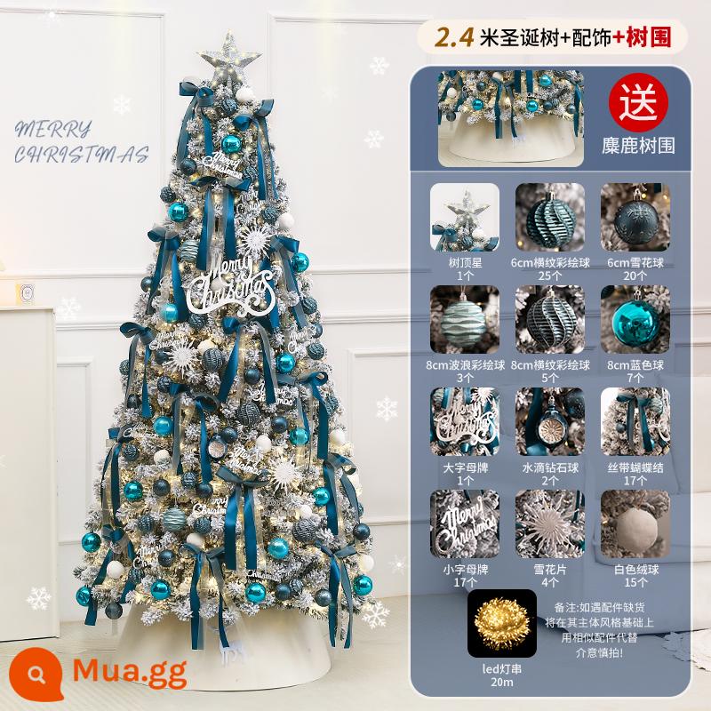 Cây thông Noel lớn trang trí nhà theo phong cách trọn gói 2023 mới DIY màu trắng cao cấp sáng tạo mô phỏng - Hành tinh tuyết xanh 2,4 mét