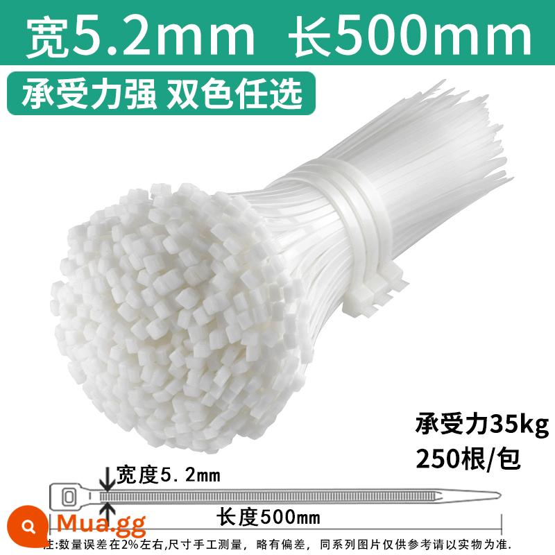 Dây buộc cáp bằng nhựa nylon màu đen và trắng khóa tự khóa đai cáp dây ràng buộc dây căng mạnh đai buộc cố định đai cáp - 8*500 trắng 250 dải rộng 5.2