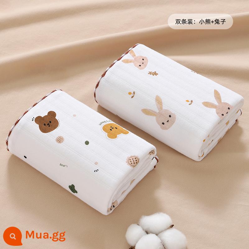 Bé nguyên chất cotton đầu tiên sinh phòng bọc, bé sơ sinh quấn vải bọc, mùa xuân thu đông làm dày tiếp liệu - [Gói 2, tiết kiệm $8] Gấu Nâu Nhỏ + Thỏ Nhỏ