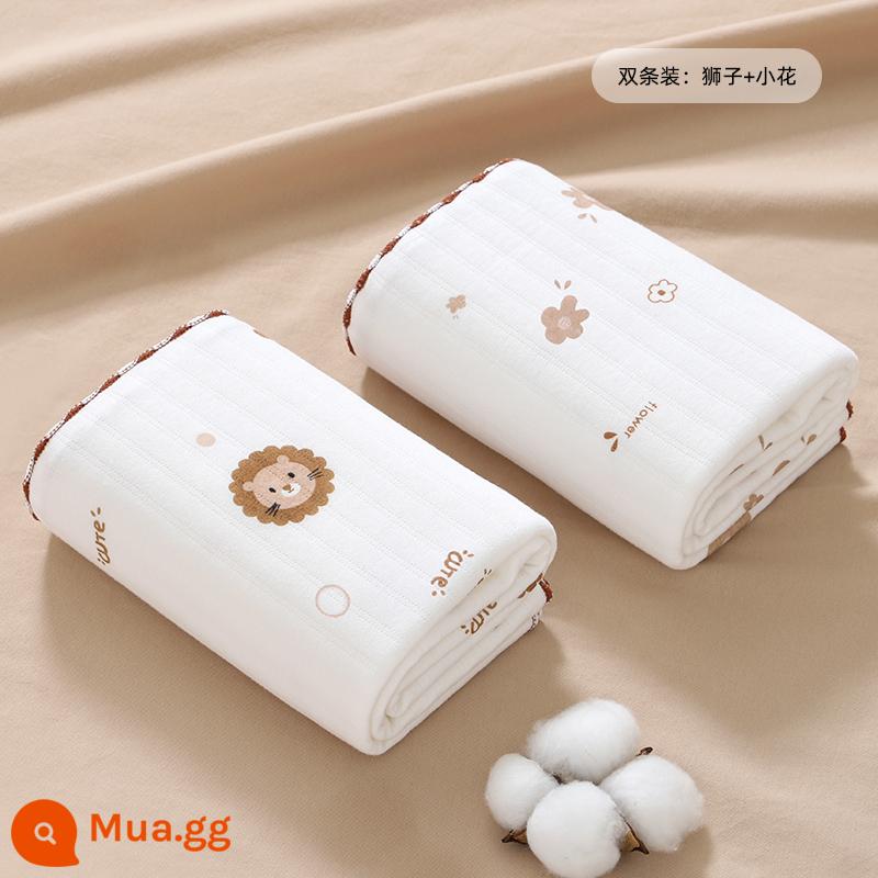 Bé nguyên chất cotton đầu tiên sinh phòng bọc, bé sơ sinh quấn vải bọc, mùa xuân thu đông làm dày tiếp liệu - [Gói 2, tiết kiệm $8] Sư Tử Nhỏ + Bông Hoa Nhỏ