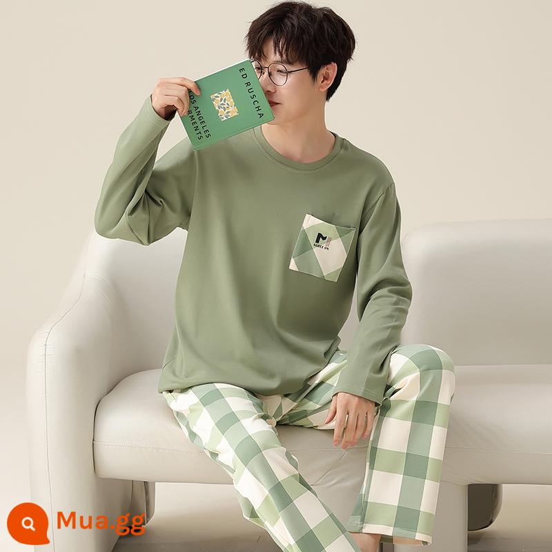 2022 Mới Bộ Đồ Ngủ Nam Xuân Thu Nam Cotton Nguyên Chất Tay Dài Bé Trai Teen Thu Đông Homewear Bộ - Nhẹ nhàng và lịch sự