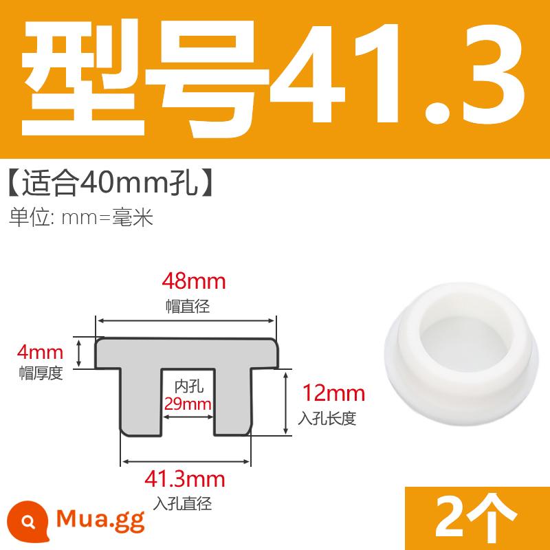 T-hình silicone cắm không thấm nước niêm phong chặn cắm cao su lỗ cắm cao su mềm cắm lỗ tròn cắm nhựa cắm ống cắm cắm bìa - Model 41.3 (thích hợp cho lỗ 40mm) trắng/2 chiếc