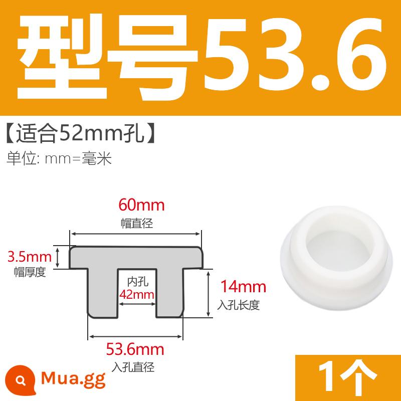 T-hình silicone cắm không thấm nước niêm phong chặn cắm cao su lỗ cắm cao su mềm cắm lỗ tròn cắm nhựa cắm ống cắm cắm bìa - Model 53.6 (thích hợp cho lỗ 52mm) trắng/1 chiếc