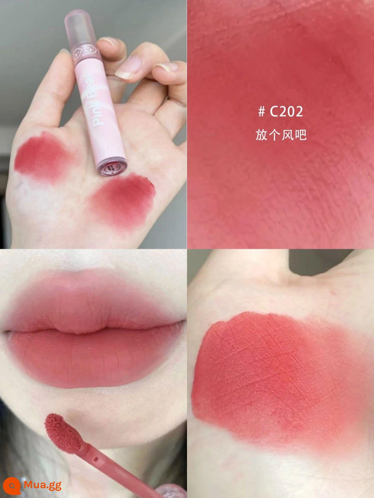 Pinkbear Pike Bear Bubble Mirror Mirror Water Light Lip Glaze Niche Brand Son môi Nữ sinh viên Lip Gloss Sponge Được đặt tên chung - C202 Hãy thư giãn nào