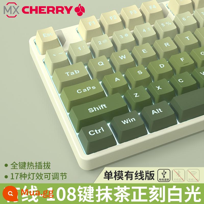 EWEADN Cherry Switch Bàn Phím Cơ Không Dây 3 Chế Độ Bé Gái 87 Bộ Chuột Bên Khắc Trà Xanh Đỏ Switch - Matcha 108 phím [ánh sáng trắng] phiên bản có dây ✅ 17 loại hiệu ứng ánh sáng có thể điều chỉnh, giảm tiếng ồn mới được nâng cấp