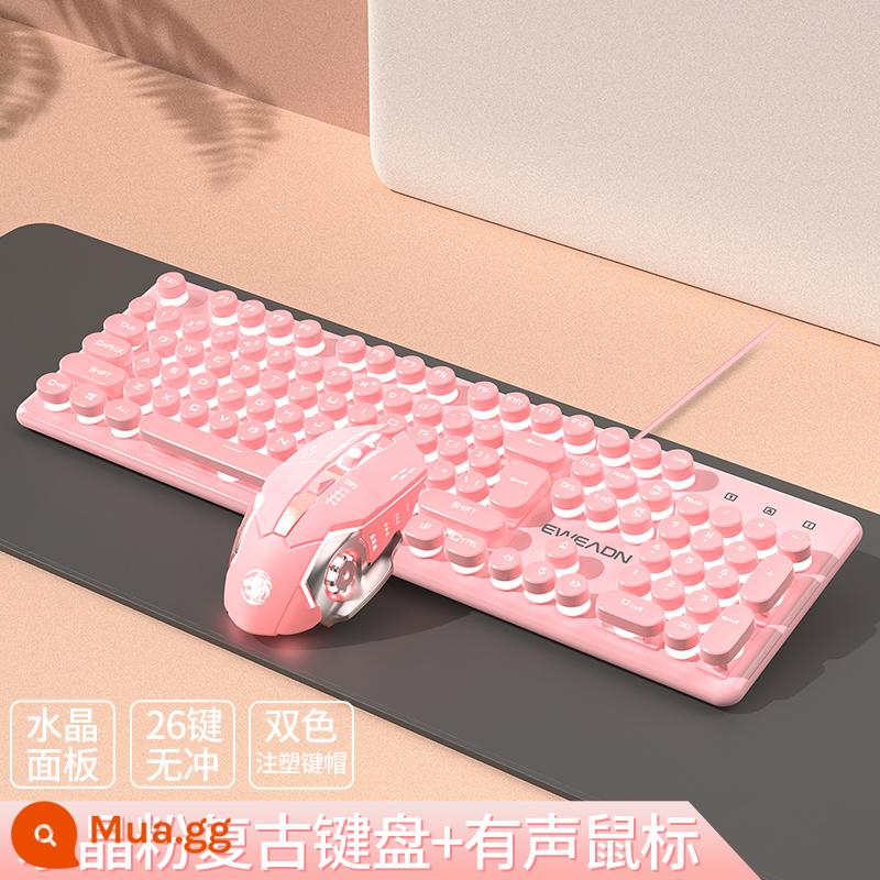 Forward Walker Robotic Hand Sense Bàn phím và chuột Nhóm Pink Girls Trò chơi máy tính Thể thao điện tử Bàn phím và chuột Tai nghe Bộ ba món - [Bộ bàn phím và chuột] Đèn pha lê trắng + chuột chơi game màu hồng