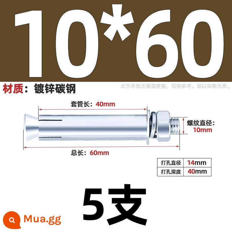 304/201/316 Thép Không Gỉ Mở Rộng Vít Bu Lông Mở Rộng Kéo Nổ Mở Rộng Ống Đinh Ngoài Ống M6M8M10-M20 - Sắt kẽm trắng xanh M10*60-5 chiếc