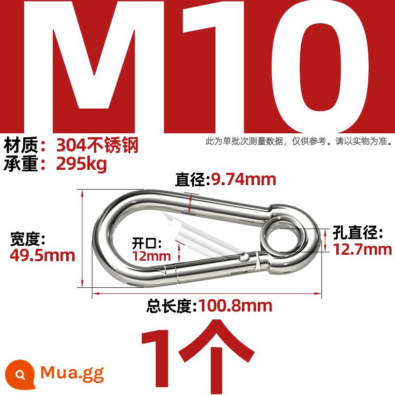 Thép không gỉ 304 mở vòng carabiner khóa an toàn móc chìa khóa Palăng khóa đai ốc lò xo đai khóa vòng xích chó khóa - M10 (có loại vòng) [1 chiếc]